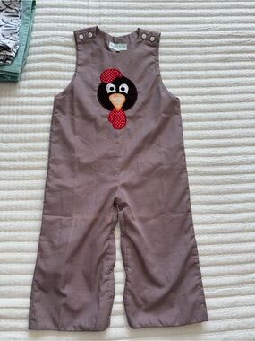 Freshly Picked Brown One-Piece Bodysuit with Red Accent Chicken Applique